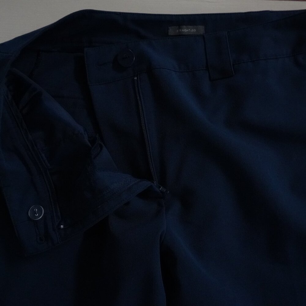 Worthington Navy Blue Trouser Pants 12P Petite Wide Straight Leg Workwear - Picture 11 of 11
